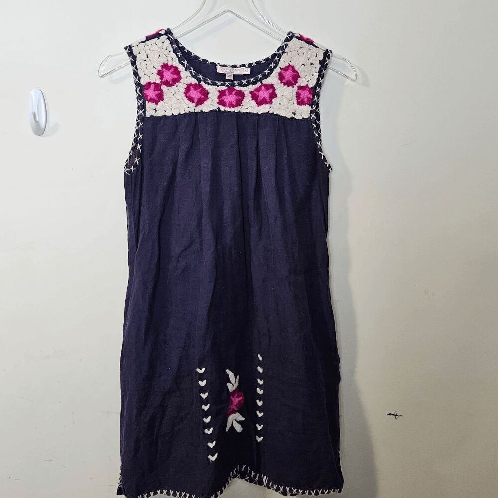 Calypso St. Barth 100% Linen Embroidered Dress Womens Blue Size XS